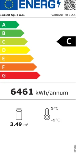 IGLOO Wandkühlregal Variant 257 Black Line mit Nachtrollo 2,32 kW, 2570 mm