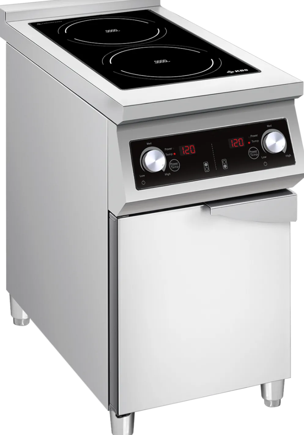 Induktionsherd 2 Kochzonen à 5 kW mit Flügeltür