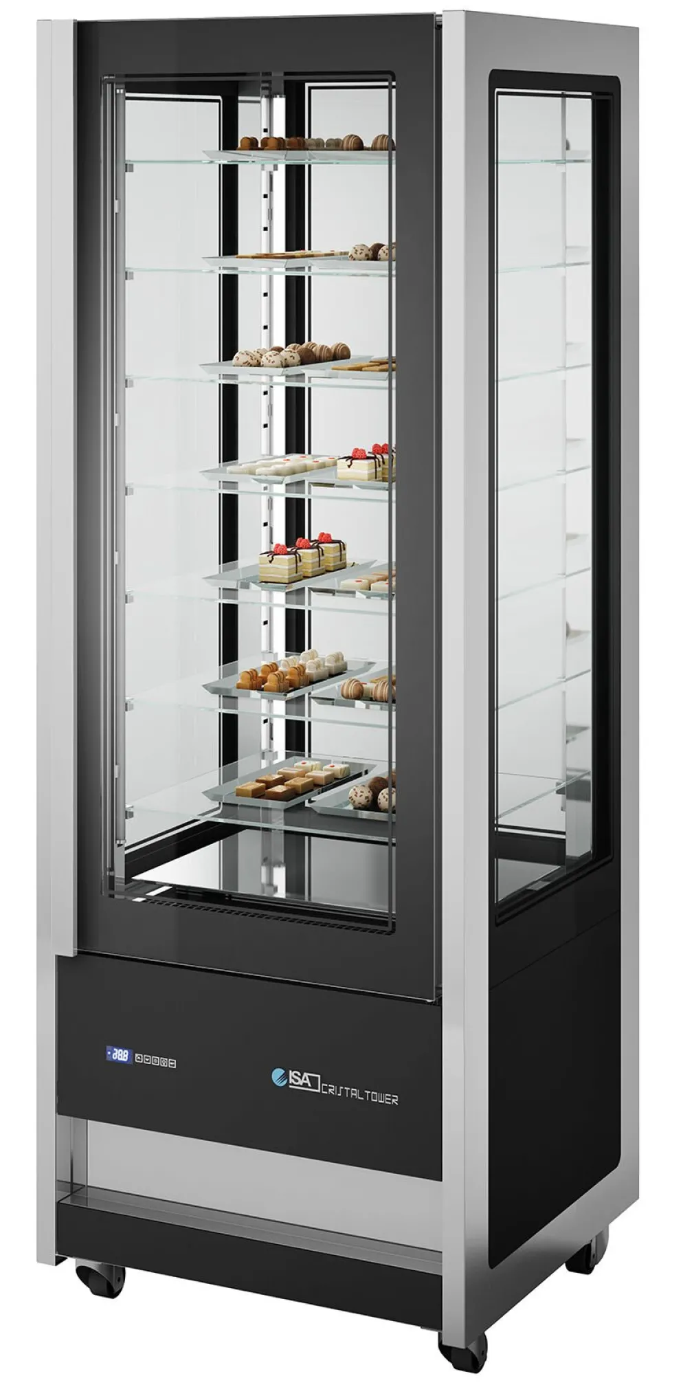 ISA Panorama-Kühlvitrine CRISTAL TOWER 750 RV TN BLACK