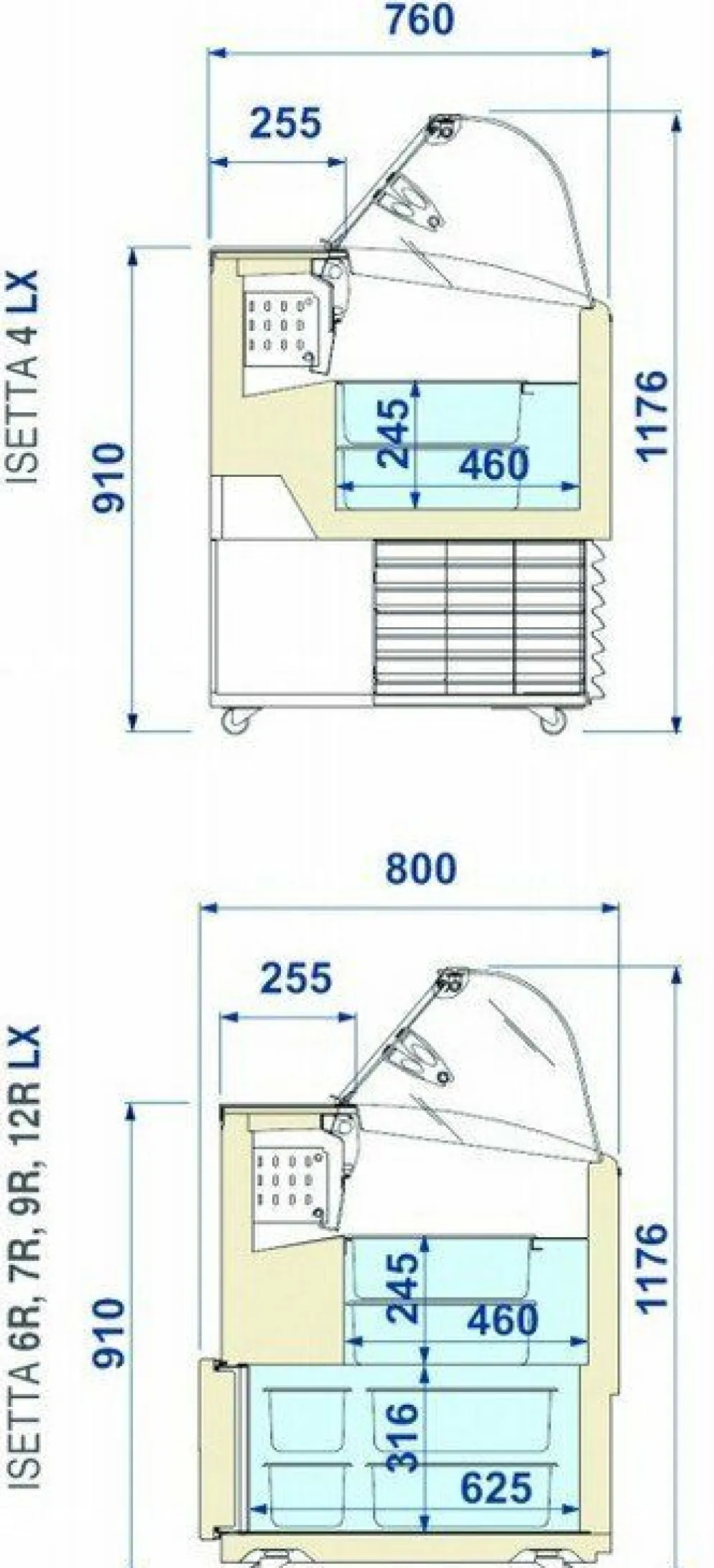 ISA Speiseeisvitrine ISETTA TP LX 6R, statische Kühlung, Breite 1184mm