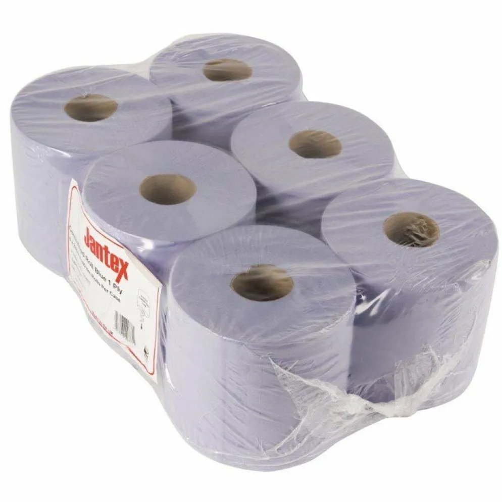Jantex Handtuchrollen für Innenabrollung blau 1-lagig - 6 Stück
