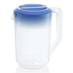 Kanne mit blauem Deckel, 1,8 Liter, Skalierung 100 ml, Polypropylen