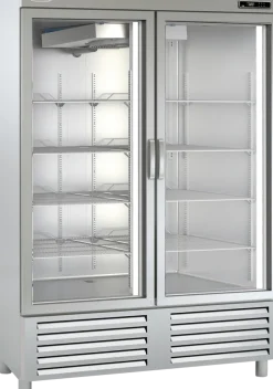 KBS Edelstahlkühlschrank mit Glastüren KU 1300 G