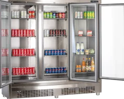 KBS Edelstahlkühlschrank mit Glastüren KU 1900 G