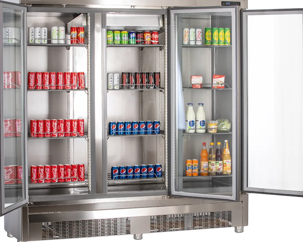 KBS Edelstahlkühlschrank mit Glastüren KU 1900 G