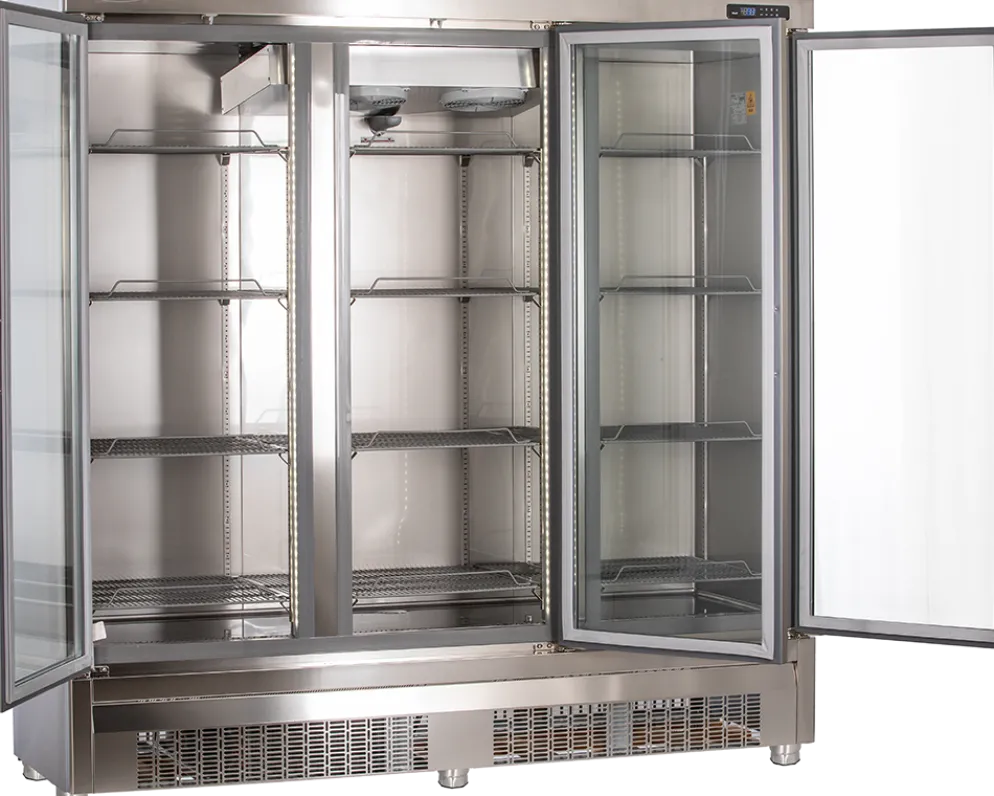 KBS Edelstahlkühlschrank mit Glastüren KU 1900 G