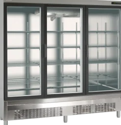 KBS Edelstahlkühlschrank mit Glastüren KU 1900 G