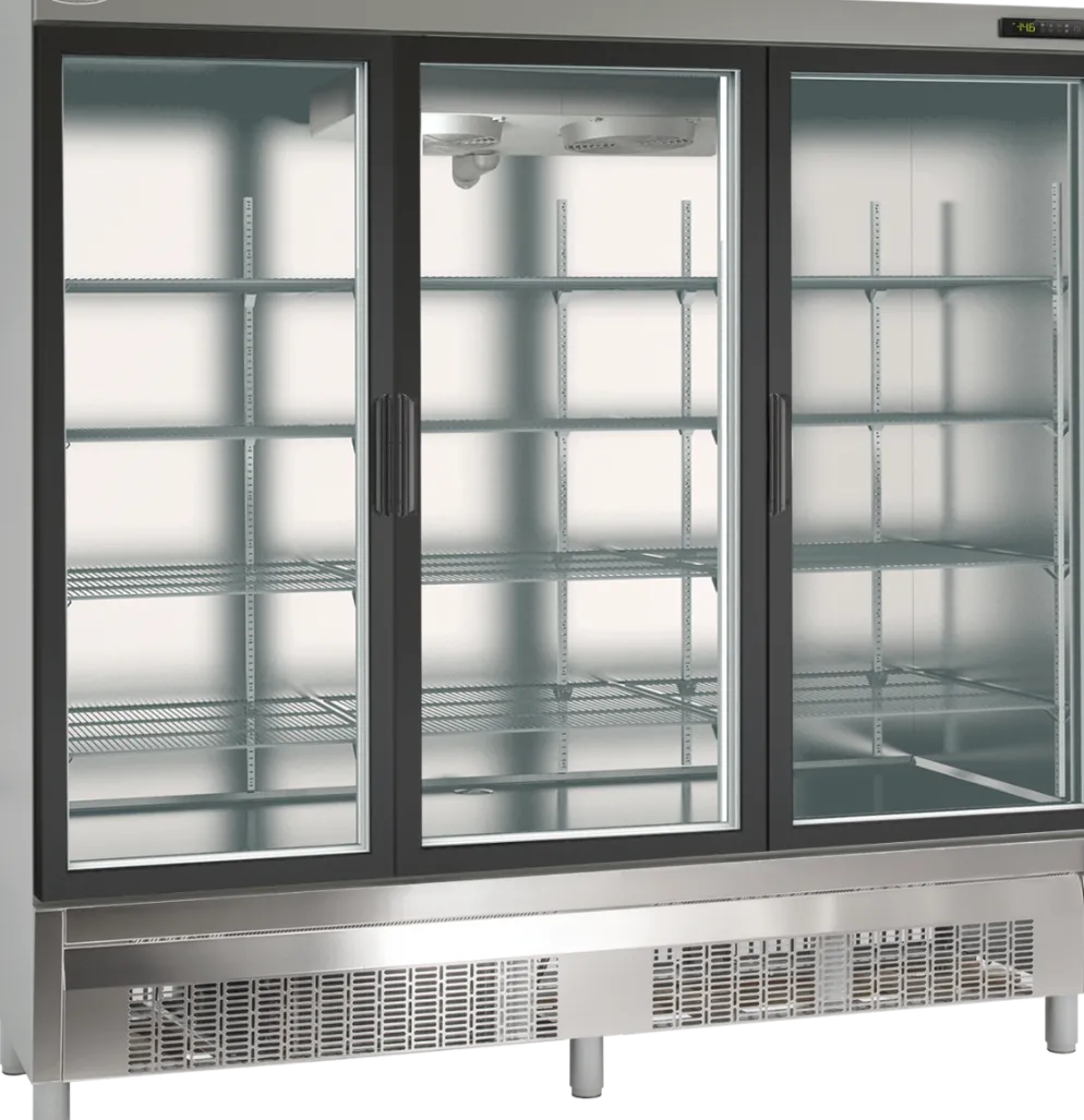 KBS Edelstahlkühlschrank mit Glastüren KU 1900 G