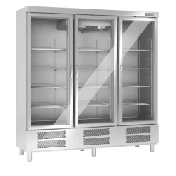 KBS Edelstahl-Tiefkühlschrank mit Glastüren TKU 1900 G