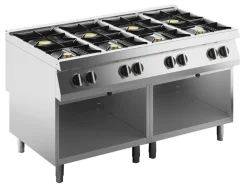 KBS Gas-Kochfläche 8 Brenner 54 kW, offener Unterbau