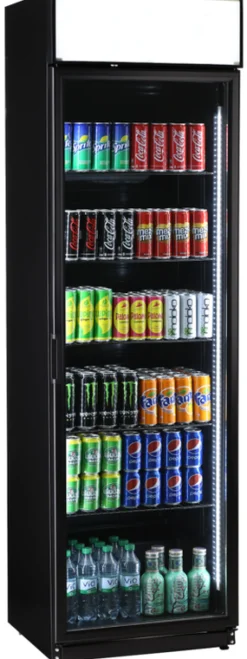 KBS Glastürkühlschrank FLK 365 schwarz, 385L