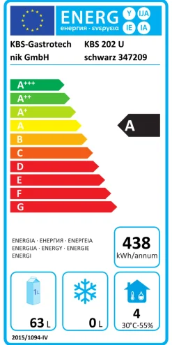 KBS Umluft Gewerbekühlschrank 202 U Black Line, 129L