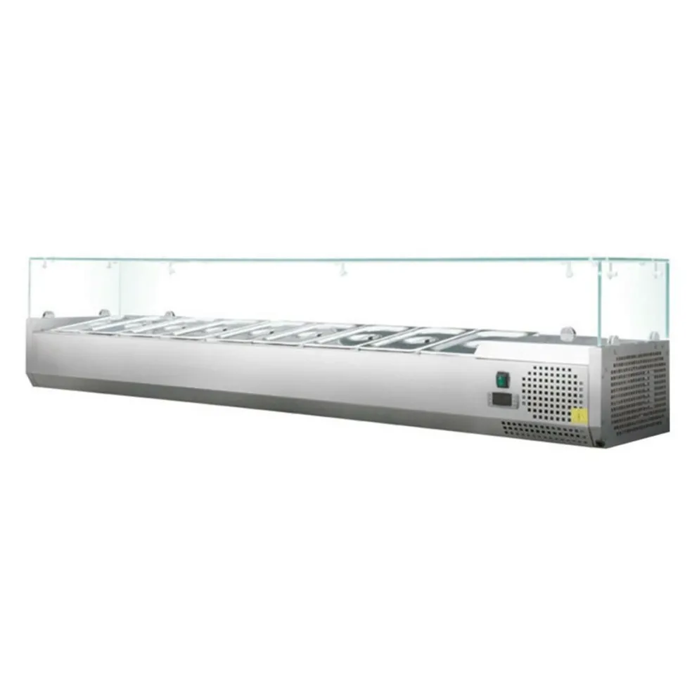 Kühlaufsatzvitrine für 6x GN 1/3, Breite 1400x400 mm, mit Glasaufsatz