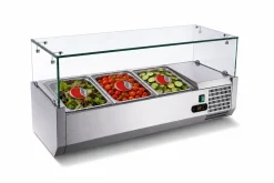 Kühlaufsatzvitrine für 3x GN 1/3, Breite 1200x400 mm, mit Glasaufsatz