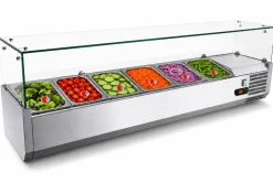 Kühlaufsatzvitrine für 6x GN 1/4, Breite 1400x340 mm, mit Glasaufsatz