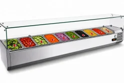 Kühlaufsatzvitrine für 10x GN 1/4, Breite 2000mm, mit Glasaufsatz