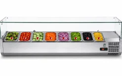 Kühlaufsatzvitrine für 8x GN 1/3, Breite 1800x400 mm, mit Glasaufsatz
