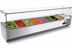 Kühlaufsatzvitrine für 8x GN 1/3, Breite 1800x400 mm, mit Glasaufsatz