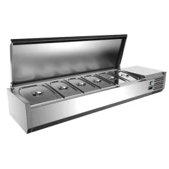 Kühlaufsatzvitrine für 6x GN 1/3, Breite 1400x400 mm, mit Edelstahldeckel