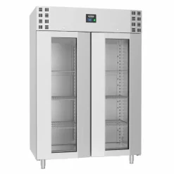 Kühlschrank Edelstahl 2 Glastüren Pro Line 1400mm, 2/1 GN