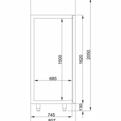 Kühlschrank Edelstahl Glastür Pro Line 700mm, 2/1 GN