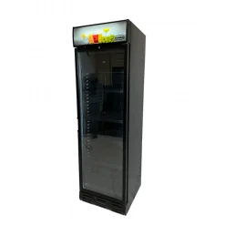 Kühlschrank 1 Glastür Schwarz 382 L, Türanschlag rechts, Breite 595mm