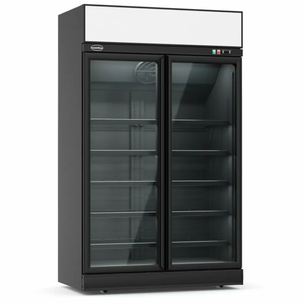 Kühlschrank INS-1000R BL mit 2 Glastüren Schwarz 1000 L, Breite 1253mm