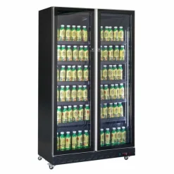 Kühlschrank mit 2 Glastüren Schwarz, 1100x600x1980mm