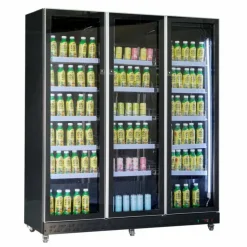 Kühlschrank mit 3 Glastüren Schwarz, 1680x600x1980mm