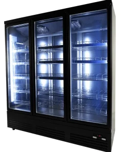 Kühlschrank mit 3 Glastüren Schwarz 1880 mm