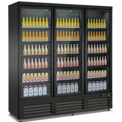 Kühlschrank mit 3 Glastüren Schwarz 1880 mm