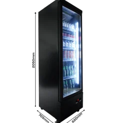 Kühlschrank mit 1 Glastür Schwarz 620 mm