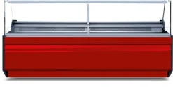 Kühltheke PICO statische Kühlung rot schwarz 2520x860x1220mm