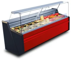 Kühltheke PICO statische Kühlung rot schwarz 2520x860x1220mm