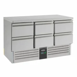 Kühltisch Compact Line Edelstahl, 6 Schubladen, 1365x700x875mm