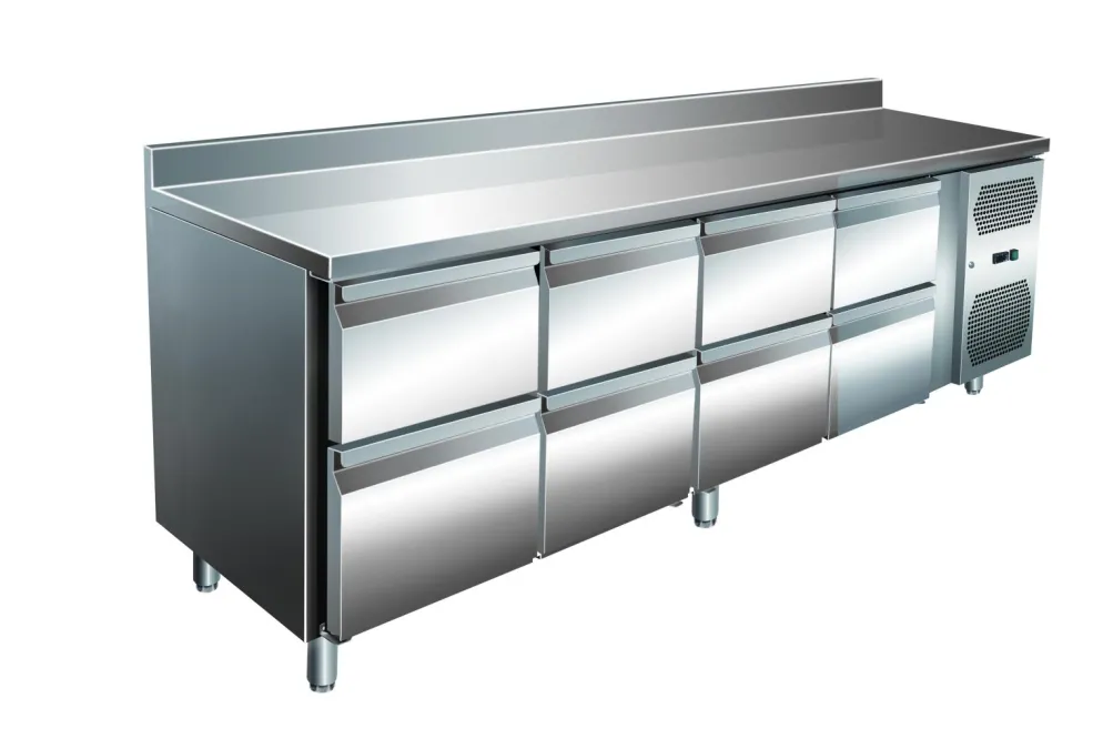 Kühltisch KT-VIP mit 8 Schubladen und Aufkantung, 2.230x700x960 mm