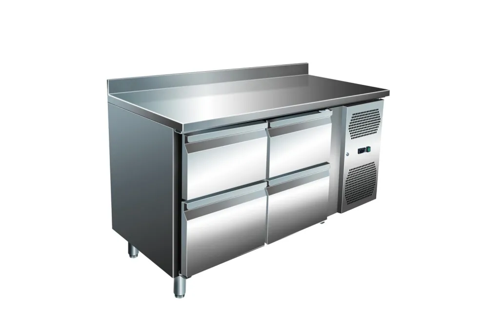Kühltisch KT-VIP mit 4 Schubladen und Aufkantung, 1.360x700x960mm