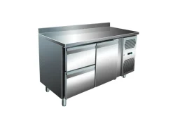 Kühltisch KT-VIP mit 2 Schubladen und 1 Tür und Aufkantung, 1.360x700x960 mm