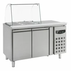Kühltisch mit Glas 2 Türen 2x 1/1 GN 314 L, Breite 1360mm