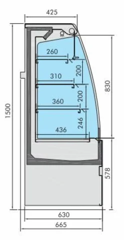 Kühlvitrine NOAH 1.5 gebogen 1510 mm, Umluft
