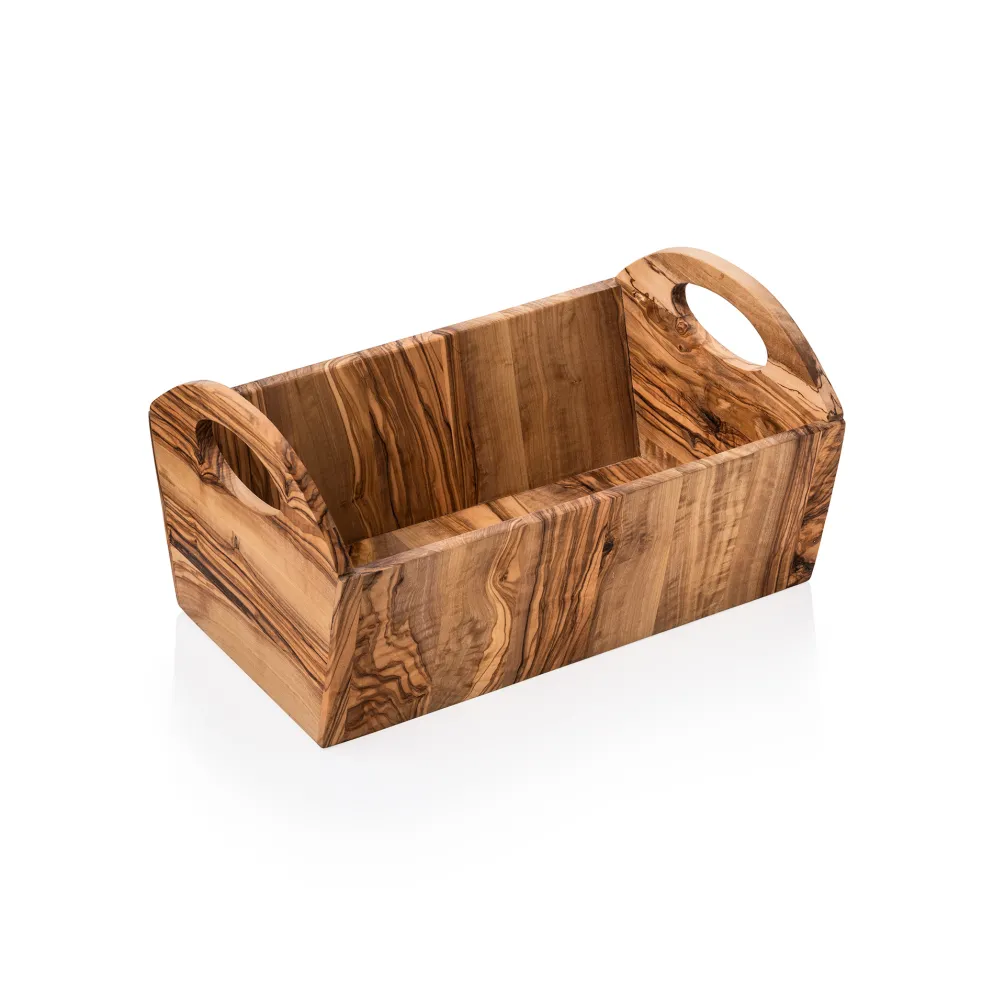 Korb PURE OLIVE, 33,5 x 17,5 x 17,5 cm, Olivenholz