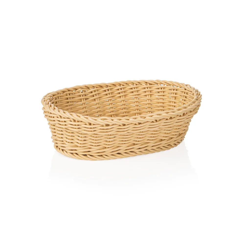 Korb WEAVER PRO Tischkörbe, 25 x 19 x 6,5 cm, oval, hellbeige, Polypropylen