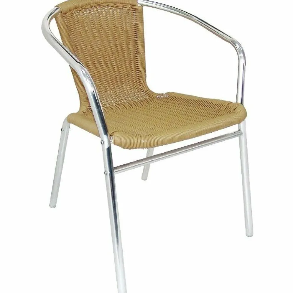 KRISTA Bistrostuhl Geflecht Rattan mit Alu-Gestell stapelbar