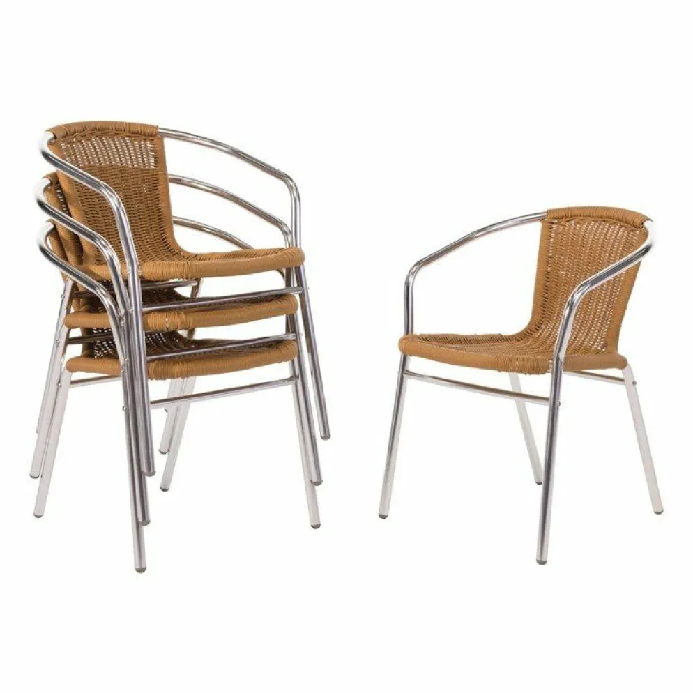 KRISTA Bistrostuhl Geflecht Rattan mit Alu-Gestell stapelbar