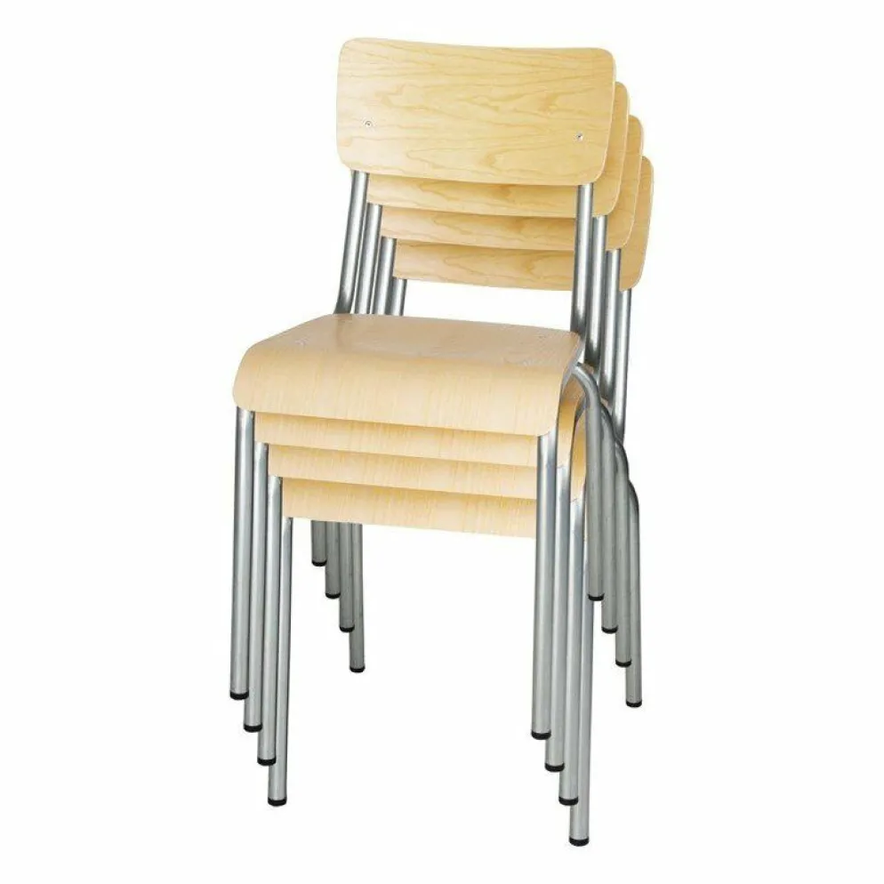 KRISTA-ST Stuhl Stahl mit Holzsitz und Rückenlehne