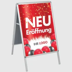 Kundenstopper GNE250 für Neu-Eröffnungen mit Plakat & Logo