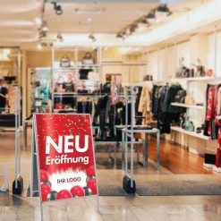 Kundenstopper GNE250 für Neu-Eröffnungen mit Plakat & Logo