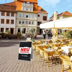 Kundenstopper GNE100 für Neu-Eröffnungen mit Plakat & Logo
