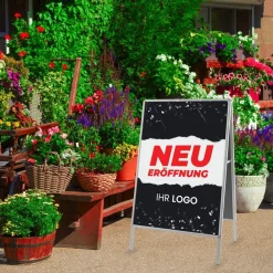Kundenstopper GNE100 für Neu-Eröffnungen mit Plakat & Logo