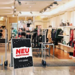 Kundenstopper GNE100 für Neu-Eröffnungen mit Plakat & Logo